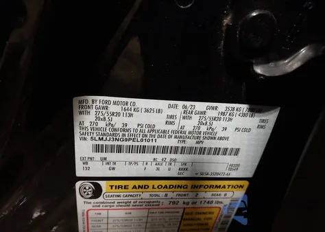 2023 Lincoln Navigator Standard L из США, поврежденный, VIN 5LMJJ3NG9PEL01011